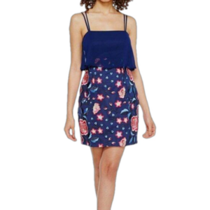 Aidan Mattox Embroidered Floral Whimsical Party Dress Navy Size 4 NWT Prom Event